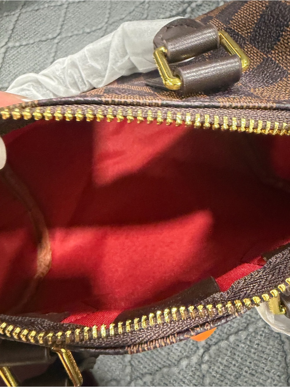 Brown Checkered Men's 20cm Handbag - Picture 2 of 3